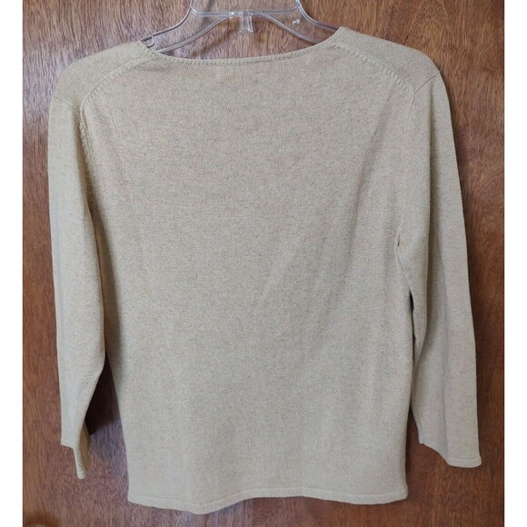 Brooks 346 size M brown silk cashmere blend sweater 3/4 sleeve - Picture 3 of 3
